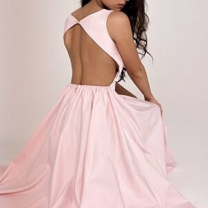 House of CB Pink Open-Back Midi Dress
